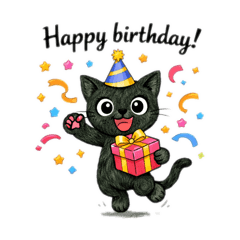 Kawaii Black Cat Handwritten English2