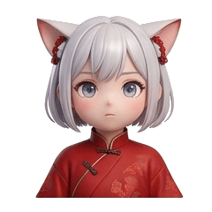 Cat-eared girl in Chinese dress