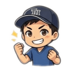 A boy wearing a hat sticker