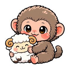 總是抱著毛絨綿羊的小猴子