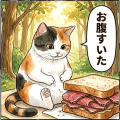 三毛貓野餐美食實用可愛日常貼圖