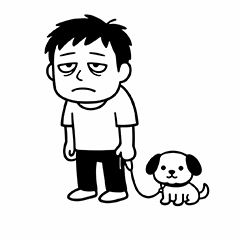 疲憊男子與漠然的狗