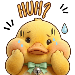 Chubby duck with fluffy yellow feathers.