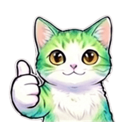 粉嫩綠色奇吉花白貓：可愛日常篇_
