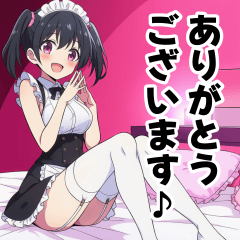 Black haired twin tail maid