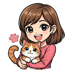 Cute Girl & Tabby Cat: Daily Life
