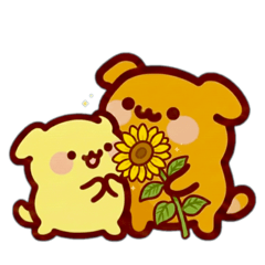 橘黃狗狗情侶貼圖