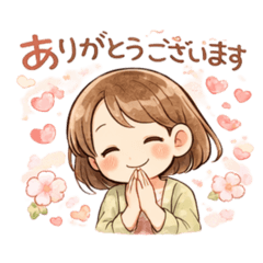 Gentle spring stamp of a cute housewife