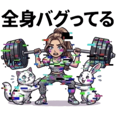 Fitness Girl, Muscle Cat & Bunny