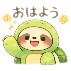 A sloth in a turtle costume