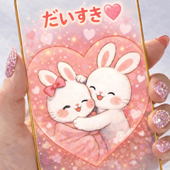 A rabbit couple sends a love message.