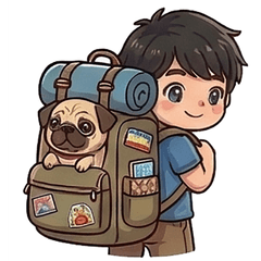 the boy V1 and Pug dog
