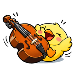 每天都能用！柔軟可愛動物低音提琴英文貼圖