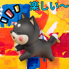 Puffy 3D Black Shiba Daily Stickers