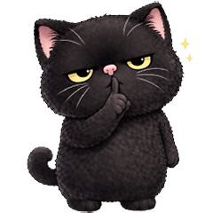 fluffy black cat troublemaker (No Text)