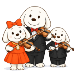 Therapy dog R-chan violinist version