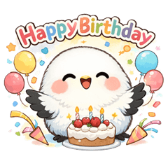 Long-tailed Tit birthday Sticker.
