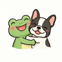 Cute Frog & French Bulldog Stickers – สติกเกอร์ LINE | LINE STORE