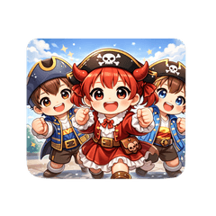 Red-haired Baby Pirate Girl Stickers