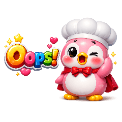 Cute Chef Penguin 3D Stickers