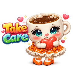 Cute Coffee Cup 3D Pastel Stickers