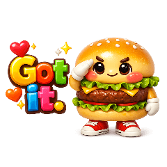 Cute Burger 3D Kawaii Stickers