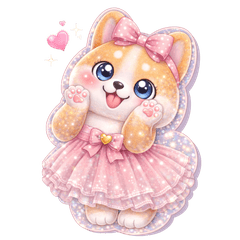 Puffy Sparkly Stickers Shiba Inu