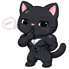 Black cat, muscular and toned (No Text)
