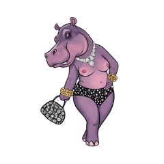 Glamorous Wealthy Hippo Charms