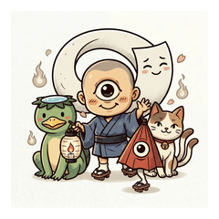 Retro Cute Japanese Yokai Stickers