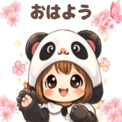 Fluffy panda Spring Stickers