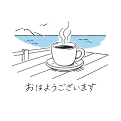 Coastal Cafe & Drive: Minimal Line Art