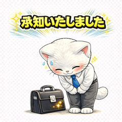 Polite Business White Cat Stickers
