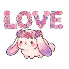 Flower Bunny Botanical Watercolor Text