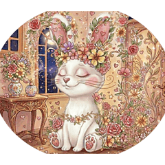 Flower and heart rabbit Sticker