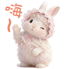 戴蕾絲帽的可愛安格拉兔