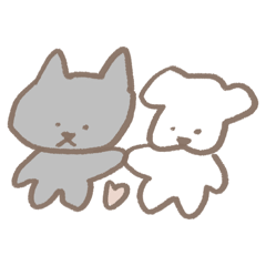 一攤狗和灰色的貓咪