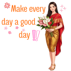 Thai Woman in Red Sabai