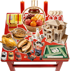 清明節數位祭祖-拜拜-供品-紙紮-拼貼