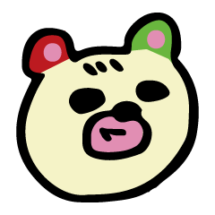 Tricolor bear stickers speaking Japanese