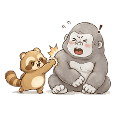 Gentle Gorilla & Playful Raccoon dog