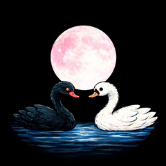 月亮背面的兩隻天鵝