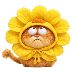 cat with sunflower head, (No Text)