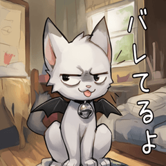 wing devilish white cat