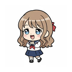 Cute Schoolgirl Stamp Set