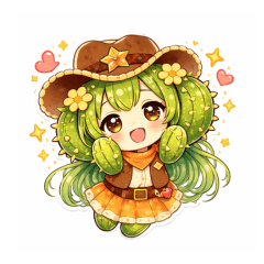 Cute Cactus Girl Daily Stickers