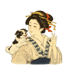 Ukiyo-e Style Woman & Dog Daily Stickers