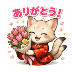 Japanese Yokai NEKOMATA sticker3 spring
