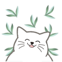Green leaves and cat sticker