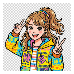 Hakata Dialect Girl Stickers